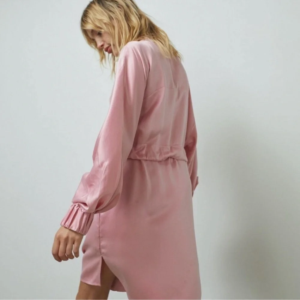 Lunya Washable Silk Robe Serene Pink Size Medium